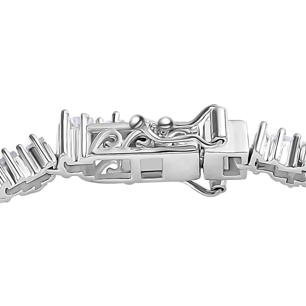 One Time Only White Zircon Bracelet in Rhodium Over Sterling Silver (8.00 In) 15.10 ctw image number 3