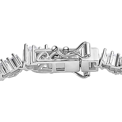 White Zircon Bracelet in Rhodium Over Sterling Silver (6.50 In) 6.50 ctw