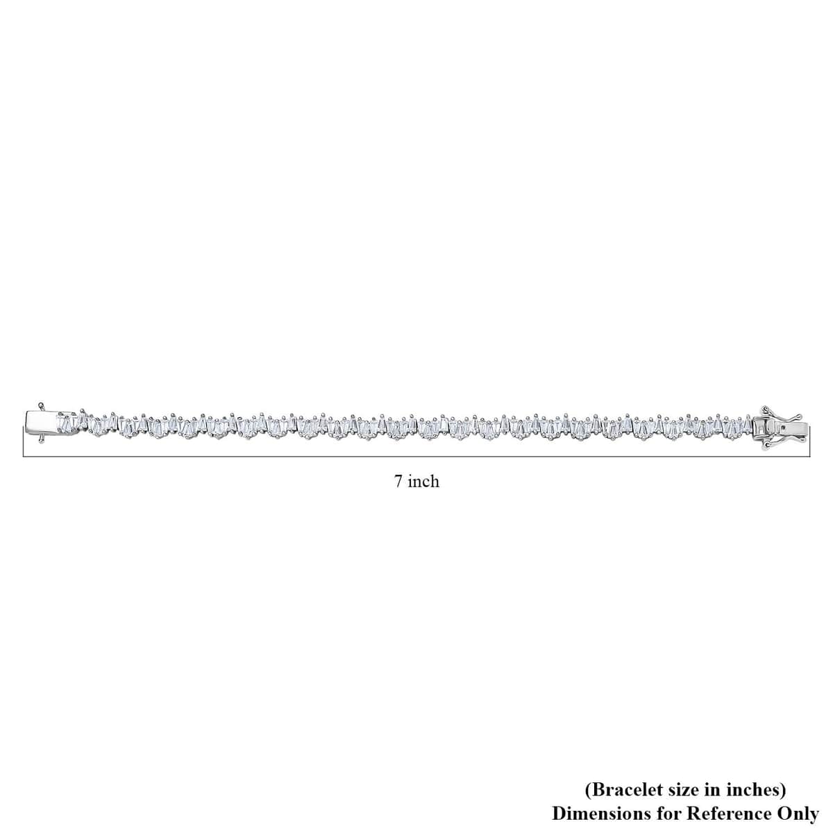 One Time Only White Zircon Bracelet in Rhodium Over Sterling Silver (8.00 In) 15.10 ctw image number 4