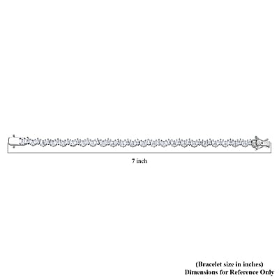 White Zircon Bracelet in Rhodium Over Sterling Silver (6.50 In) 6.50 ctw