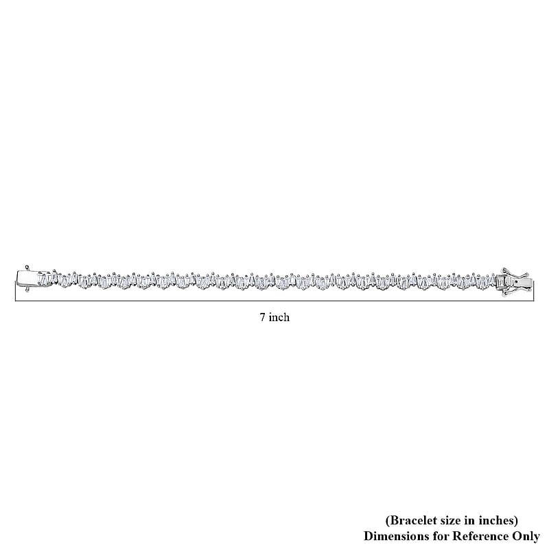 White Zircon Bracelet in Rhodium Over Sterling Silver (6.50 In) 6.50 ctw