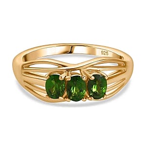 Chrome Diopside 0.51 ctw Ring in 18K Vermeil Yellow Gold Over Sterling Silver (Size 8.0)