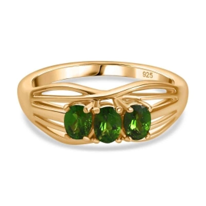 Chrome Diopside 0.51 ctw Ring in 18K Vermeil Yellow Gold Over Sterling Silver (Size 8.0)