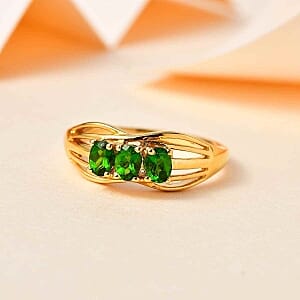 Chrome Diopside 0.51 ctw Ring in 18K Vermeil Yellow Gold Over Sterling Silver (Size 8.0)