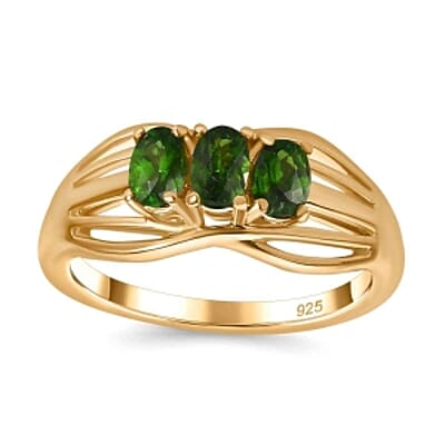 Chrome Diopside 0.51 ctw Ring in 18K Vermeil Yellow Gold Over Sterling Silver (Size 8.0)