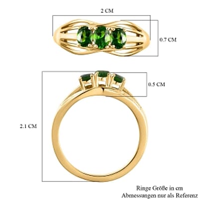Chrome Diopside 0.51 ctw Ring in 18K Vermeil Yellow Gold Over Sterling Silver (Size 8.0)