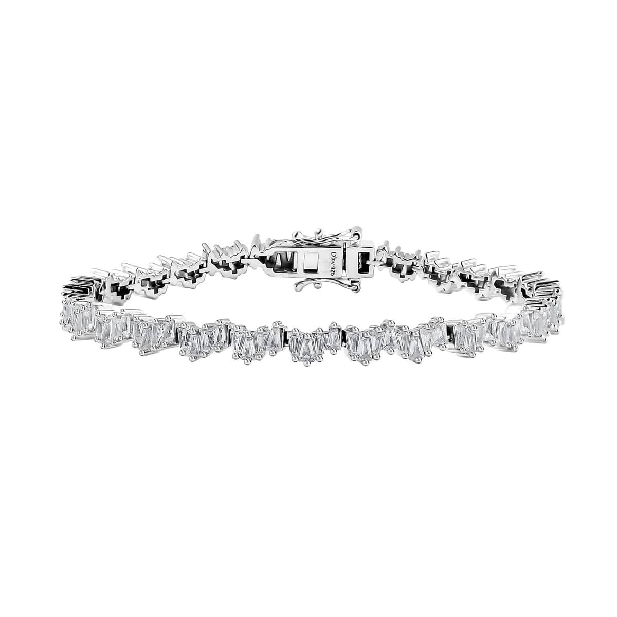 White Zircon Bracelet in Rhodium Over Sterling Silver (7.25 In) 7.35 ctw image number 0