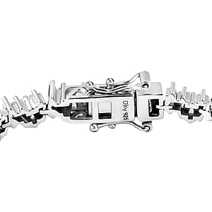 White Zircon Bracelet in Rhodium Over Sterling Silver (7.25 In) 7.35 ctw