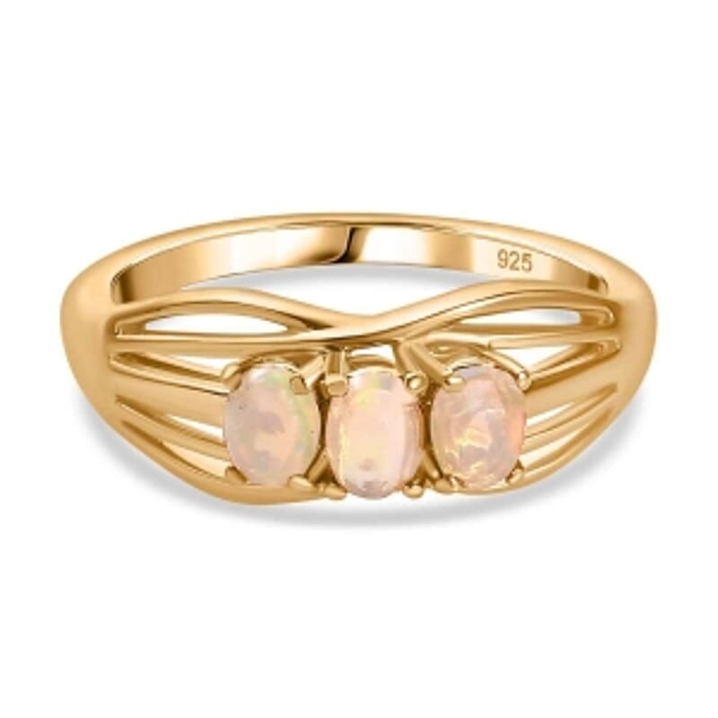 Ethiopian Welo Opal 0.30 ctw Ring in 18K Vermeil Yellow Gold Over Sterling Silver (Size 10.0)