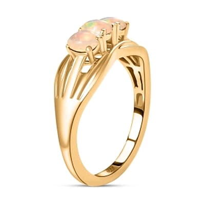 Ethiopian Welo Opal 0.30 ctw Ring in 18K Vermeil Yellow Gold Over Sterling Silver (Size 10.0)