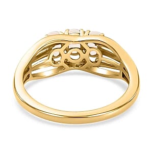 Ethiopian Welo Opal 0.30 ctw Ring in 18K Vermeil Yellow Gold Over Sterling Silver (Size 10.0)