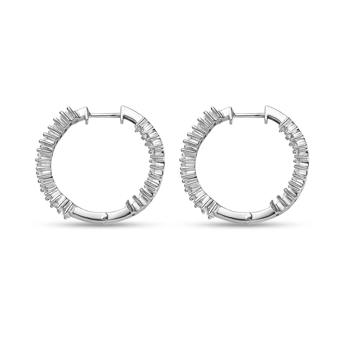 White Zircon Hoop Earrings in Rhodium Over Sterling Silver 4.75 ctw image number 3