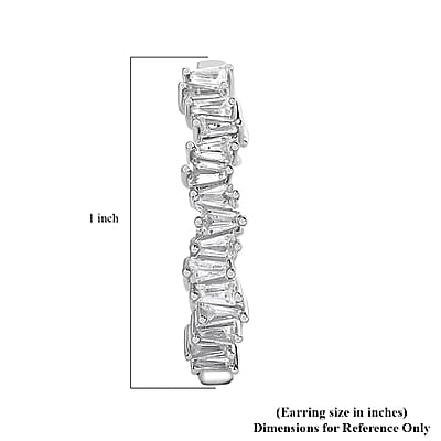 White Zircon Hoop Earrings in Rhodium Over Sterling Silver 4.75 ctw