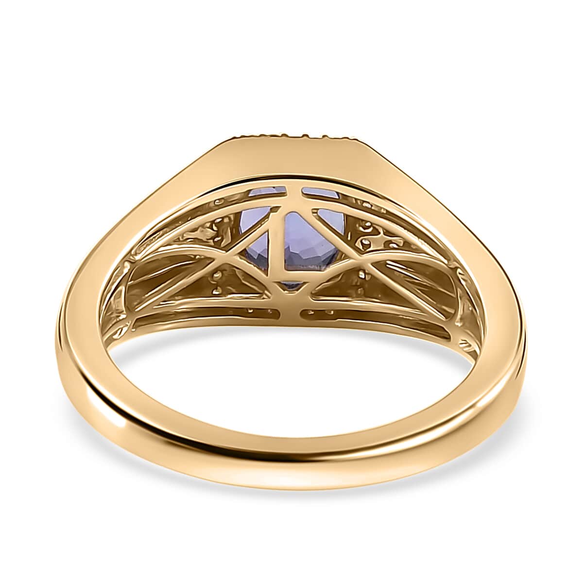 Luxoro Premium Tanzanite, Natural Yellow and White Diamond I2 2.15 ctw Men's Ring in 10K Yellow Gold (Size 11.0) image number 4