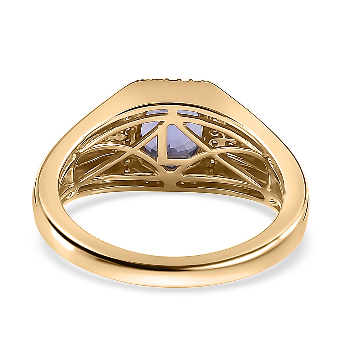 Luxoro Premium Tanzanite, Natural Yellow and White Diamond I2 2.15 ctw Men's Ring in 10K Yellow Gold (Size 14.0) image number 4
