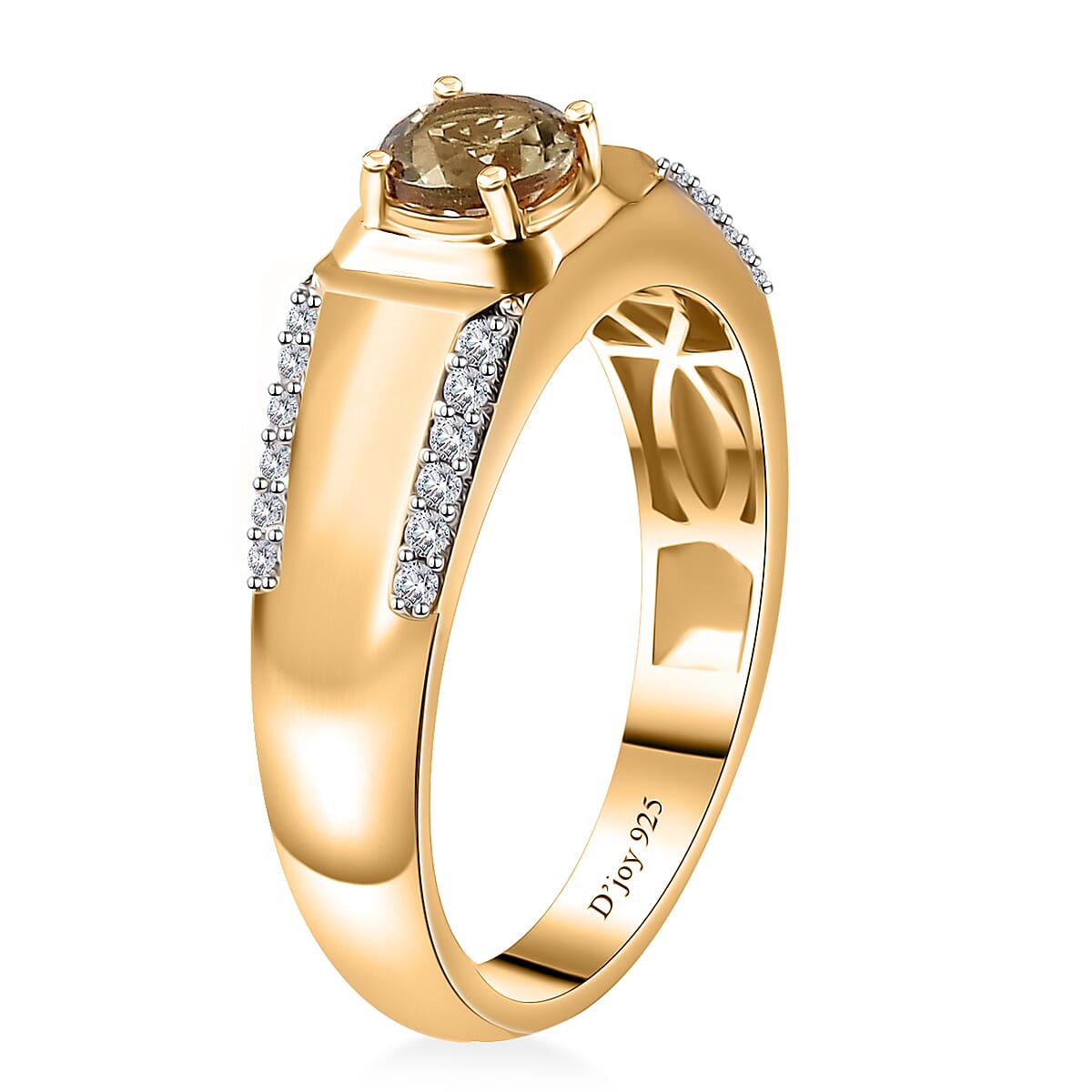 AAA Turkizite and Moissanite Men's Ring in 18K Vermeil Yellow Gold Over Sterling Silver (Size 11.0) 1.40 ctw image number 3