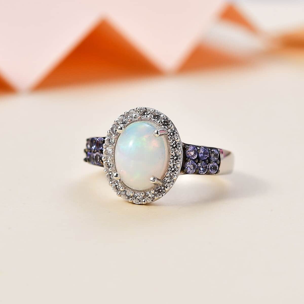Premium Ethiopian Welo Opal and Multi Gemstone Ring in Platinum Over Sterling Silver (Size 5.0) 1.75 ctw image number 1