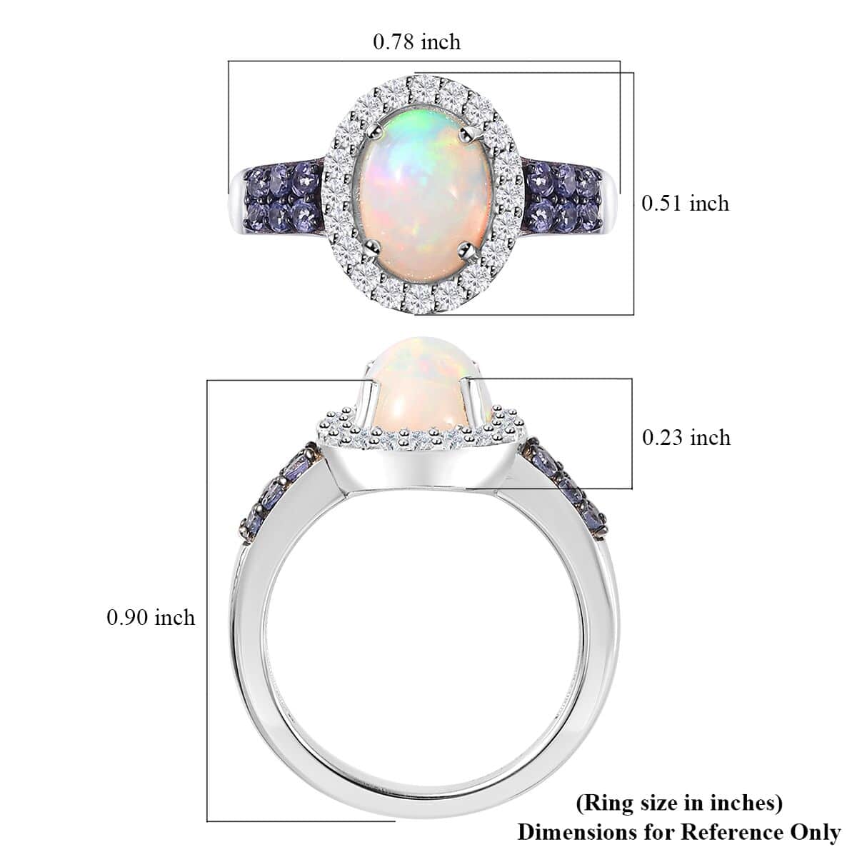 Premium Ethiopian Welo Opal and Multi Gemstone Ring in Platinum Over Sterling Silver (Size 5.0) 1.75 ctw image number 6