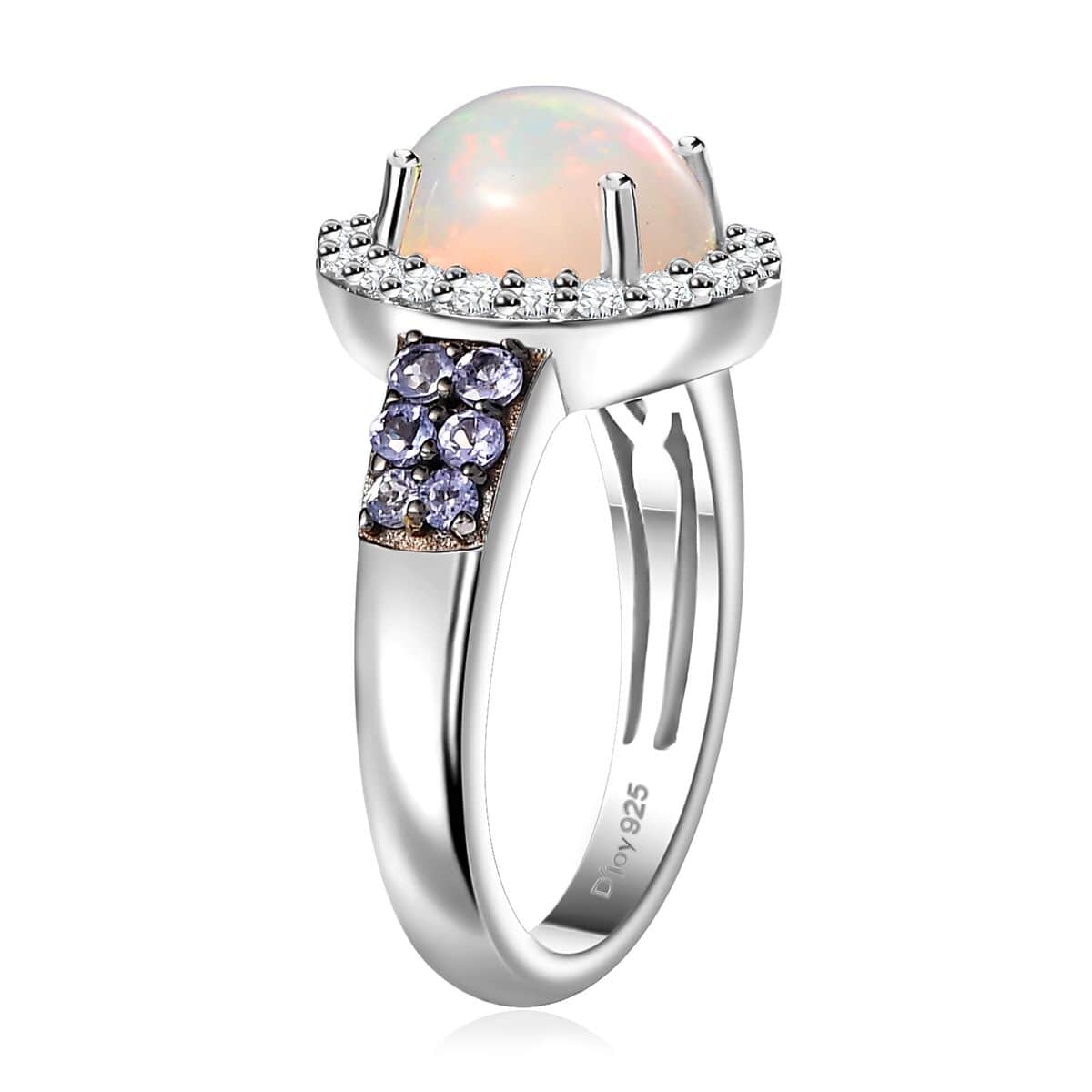 Premium Ethiopian Welo Opal and Multi Gemstone Ring in Platinum Over Sterling Silver (Size 6.0) 1.75 ctw image number 4