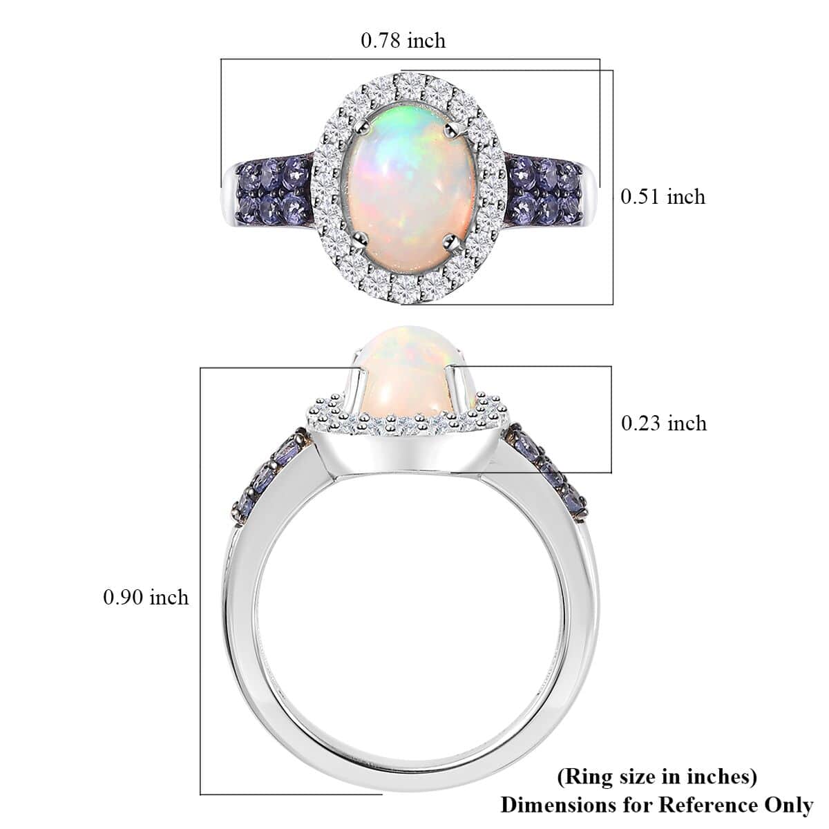 Premium Ethiopian Welo Opal and Multi Gemstone Ring in Platinum Over Sterling Silver (Size 6.0) 1.75 ctw image number 6