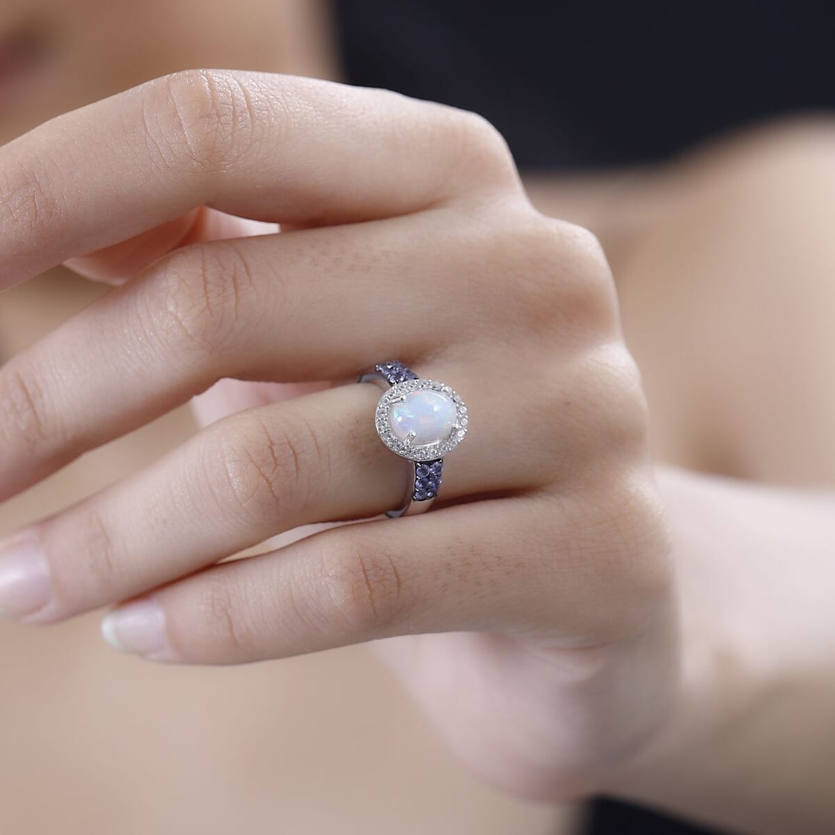 Premium Ethiopian Welo Opal and Multi Gemstone Ring in Platinum Over Sterling Silver (Size 8.0) 1.75 ctw image number 3