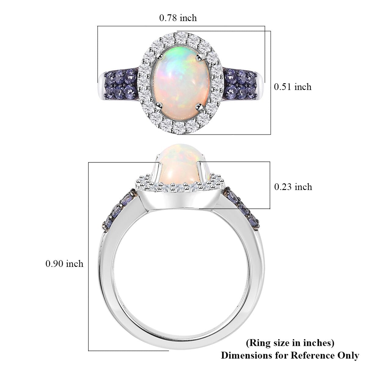 Premium Ethiopian Welo Opal and Multi Gemstone Ring in Platinum Over Sterling Silver (Size 8.0) 1.75 ctw image number 6