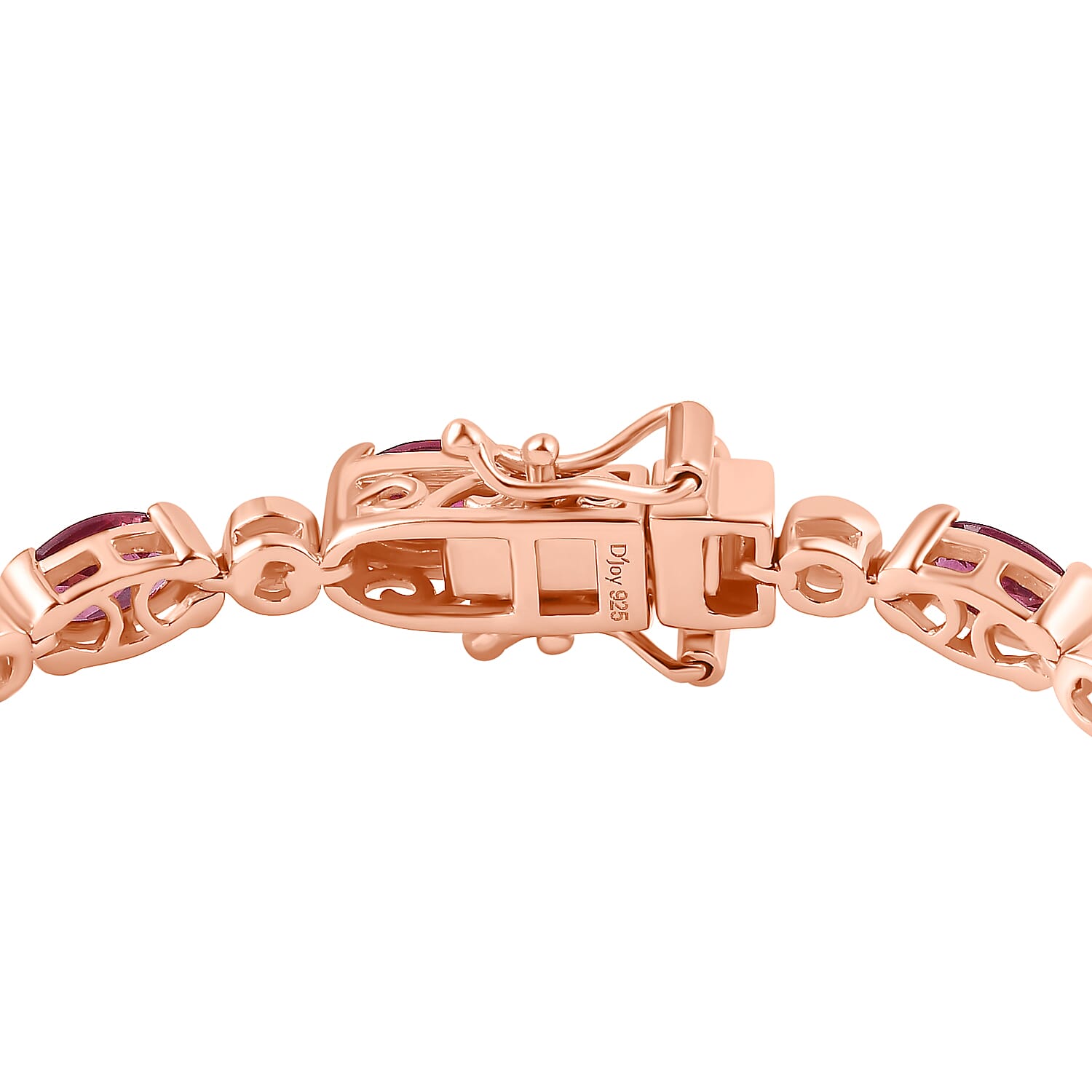 Tanzanian Wine Garnet and Moissanite Link Bracelet in 18K Vermeil Rose Gold Over Sterling Silver (6.50 In) 7.80 ctw