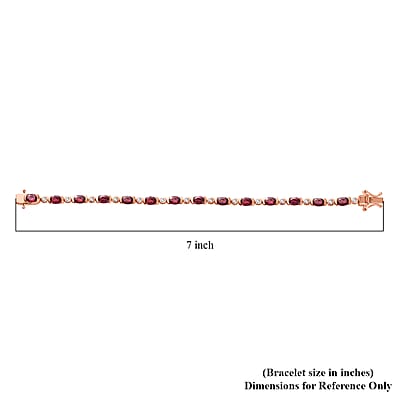 Tanzanian Wine Garnet and Moissanite Link Bracelet in 18K Vermeil Rose Gold Over Sterling Silver (6.50 In) 7.80 ctw