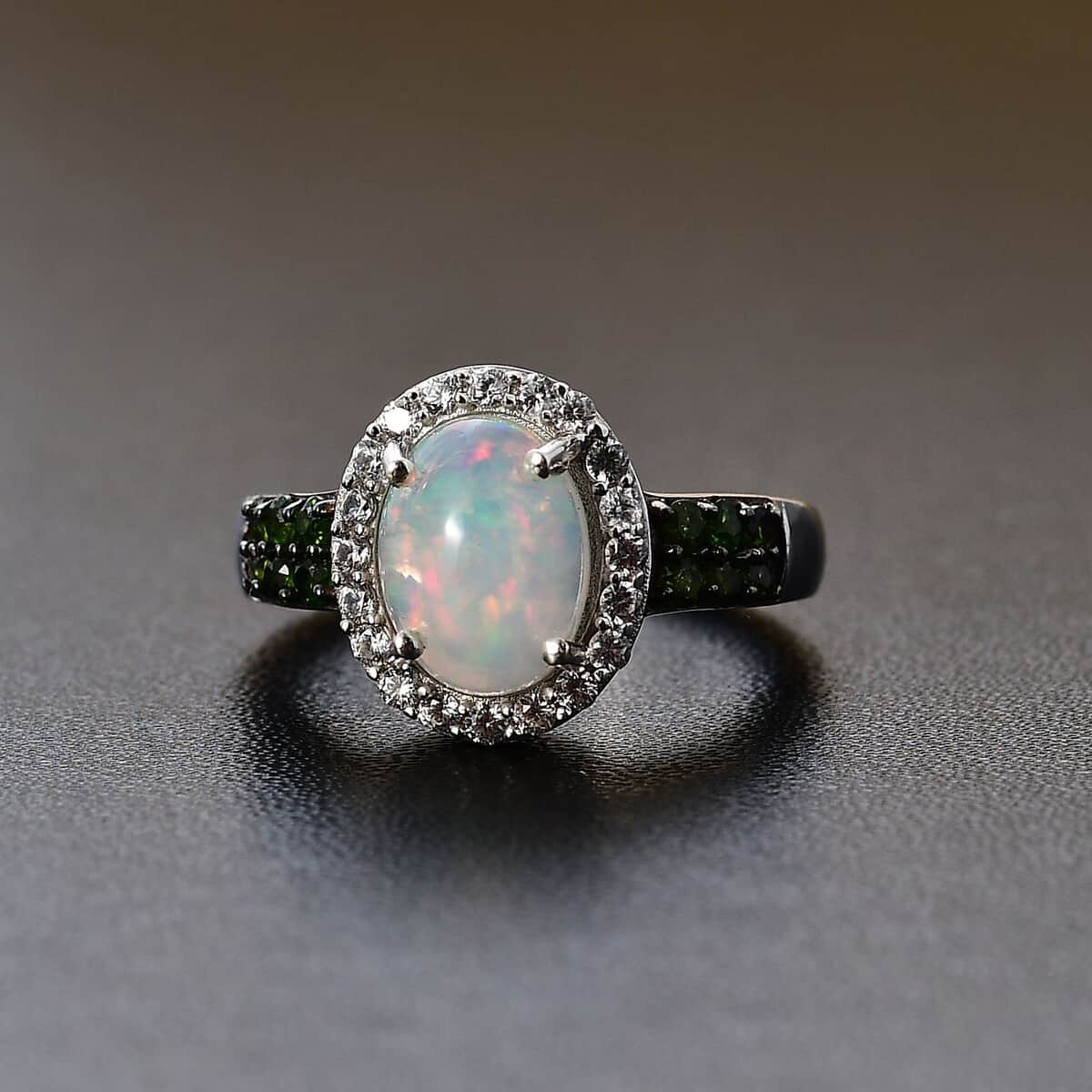 Premium Ethiopian Welo Opal and Multi Gemstone Ring in Platinum Over Sterling Silver (Size 5.0) 2.00 ctw image number 2