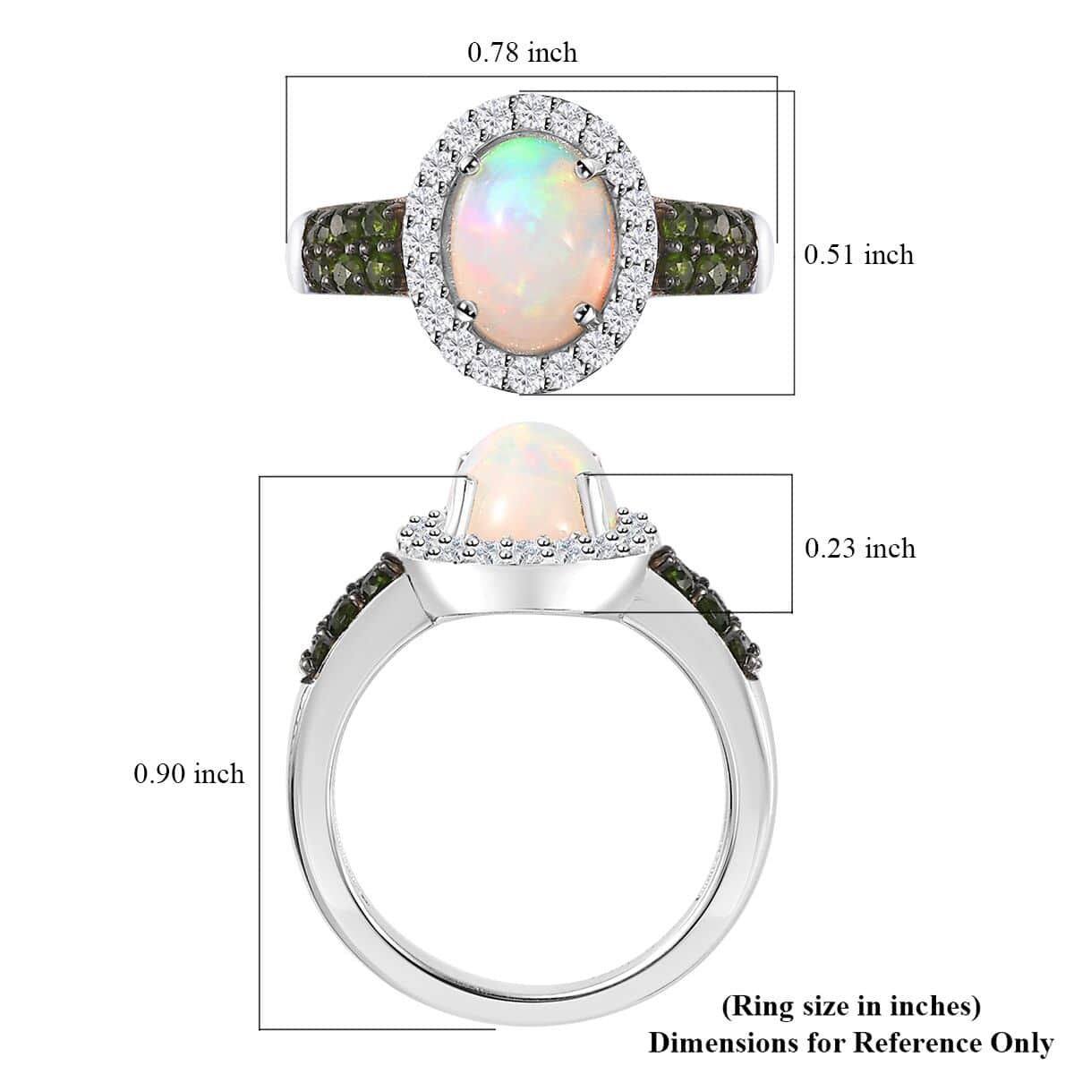 Premium Ethiopian Welo Opal and Multi Gemstone Ring in Platinum Over Sterling Silver (Size 5.0) 2.00 ctw image number 6