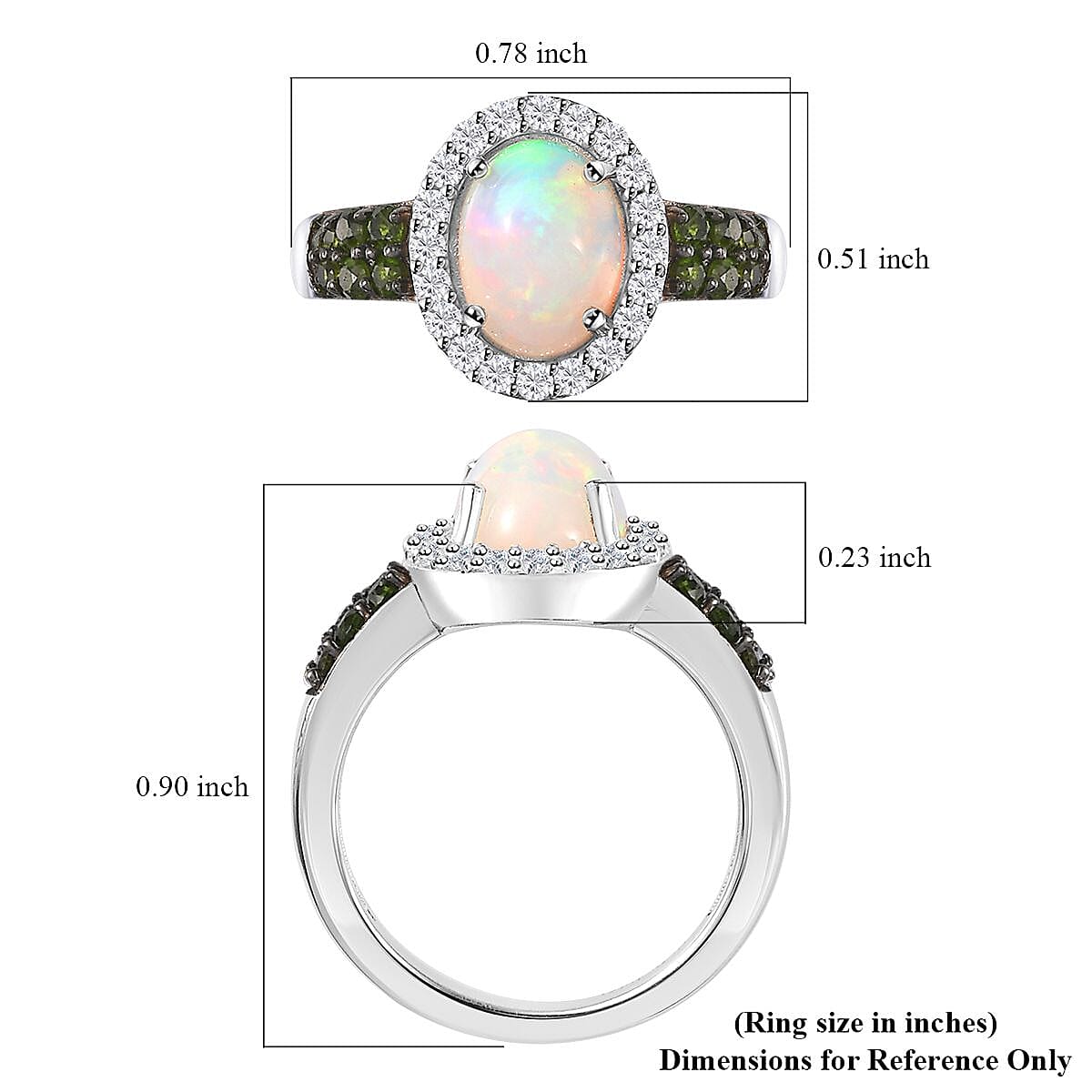Premium Ethiopian Welo Opal and Multi Gemstone Ring in Platinum Over Sterling Silver (Size 8.0) 2.00 ctw image number 6