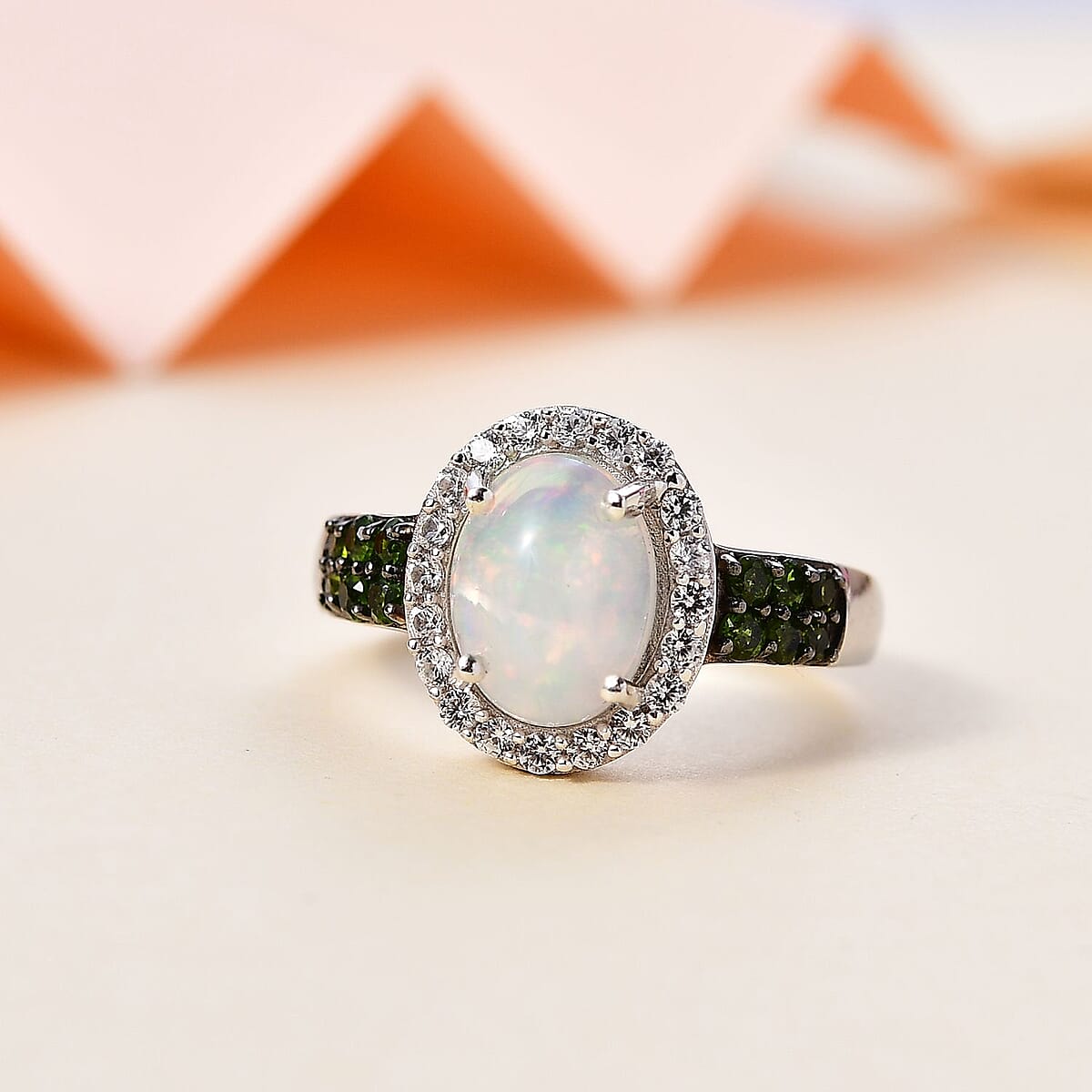 Premium Ethiopian Welo Opal and Multi Gemstone Ring in Platinum Over Sterling Silver (Size 9.0) 2.00 ctw image number 1