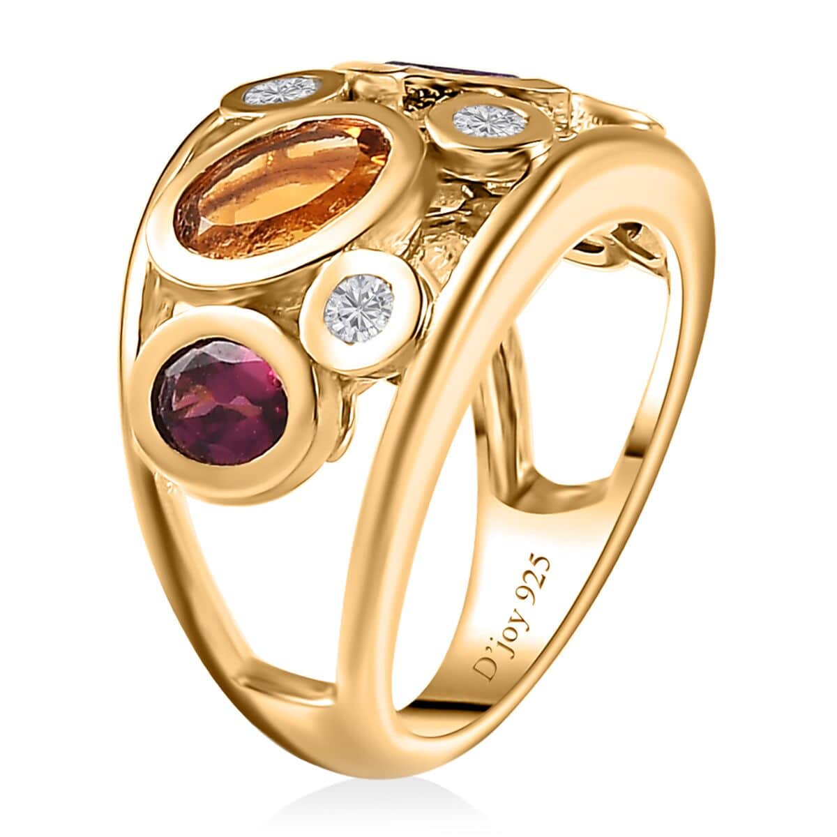 African Amethyst and Multi Gemstone Ring in 18K Vermeil Yellow Gold Over Sterling Silver (Size 10.0) 2.65 ctw image number 3