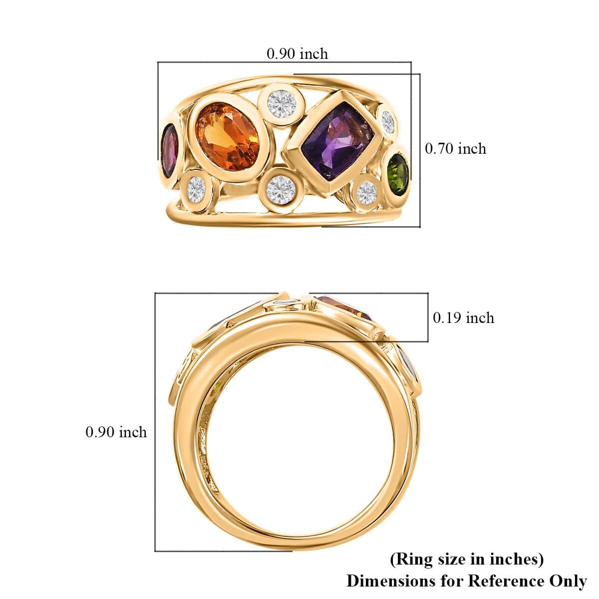 African Amethyst and Multi Gemstone Ring in 18K Vermeil Yellow Gold Over Sterling Silver (Size 10.0) 2.65 ctw image number 5