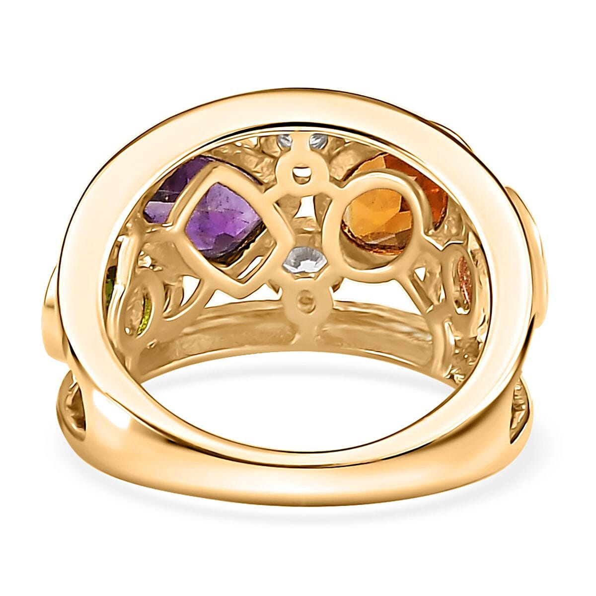African Amethyst and Multi Gemstone Ring in 18K Vermeil Yellow Gold Over Sterling Silver (Size 6.0) 2.65 ctw image number 4