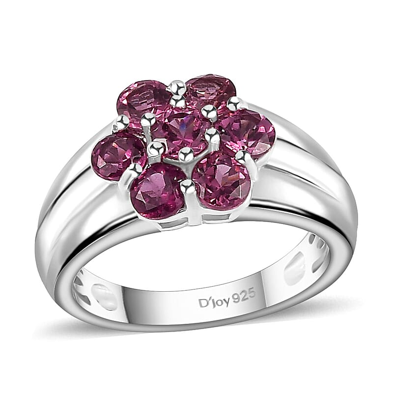 Tanzanian Wine Garnet Pressure Set Ring in Rhodium Over Sterling Silver (Size 10.0) 1.50 ctw