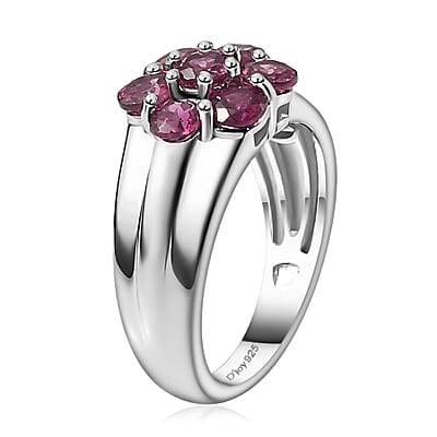 Tanzanian Wine Garnet Pressure Set Ring in Rhodium Over Sterling Silver (Size 10.0) 1.50 ctw