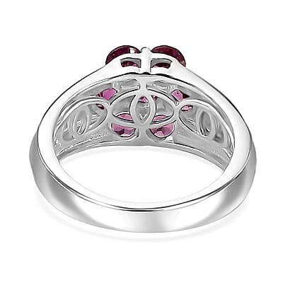 Tanzanian Wine Garnet Pressure Set Ring in Rhodium Over Sterling Silver (Size 10.0) 1.50 ctw