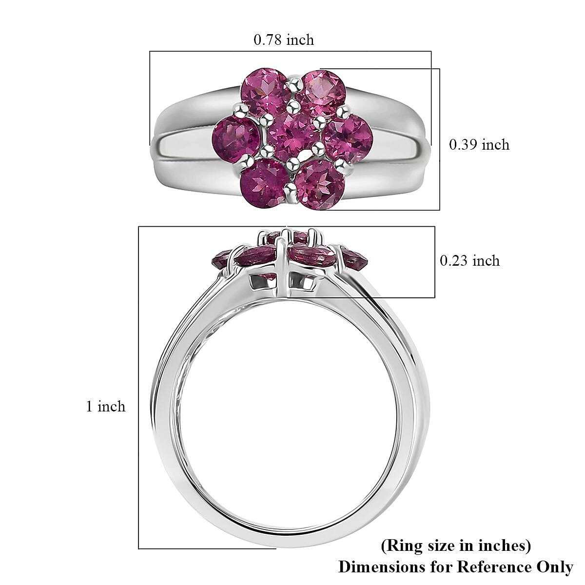 Tanzanian Wine Garnet Pressure Set Ring in Rhodium Over Sterling Silver (Size 10.0) 1.50 ctw