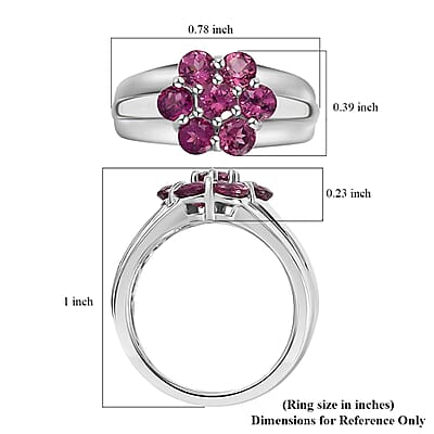 Tanzanian Wine Garnet Pressure Set Ring in Rhodium Over Sterling Silver (Size 10.0) 1.50 ctw