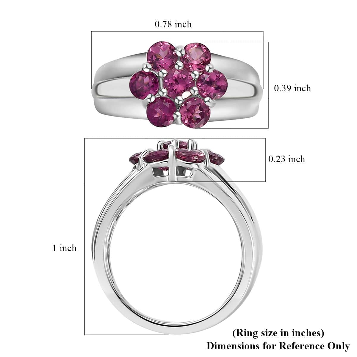 Tanzanian Wine Garnet Pressure Set Ring in Rhodium Over Sterling Silver (Size 7.0) 1.50 ctw image number 5