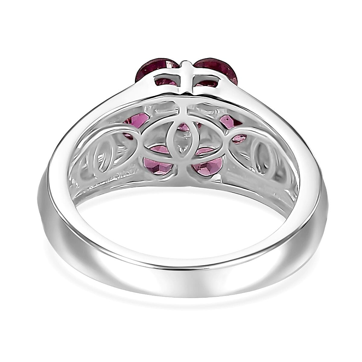 Tanzanian Wine Garnet Pressure Set Ring in Rhodium Over Sterling Silver (Size 9.0) 1.50 ctw image number 4