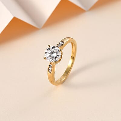 Moissanite Ring in Vermeil Yellow Gold Over Sterling Silver (Size 10.0) 1.20 ctw