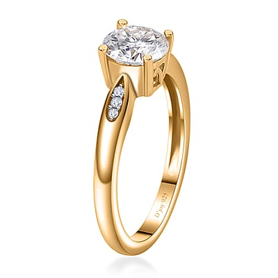 Moissanite Ring in Vermeil Yellow Gold Over Sterling Silver (Size 10.0) 1.20 ctw