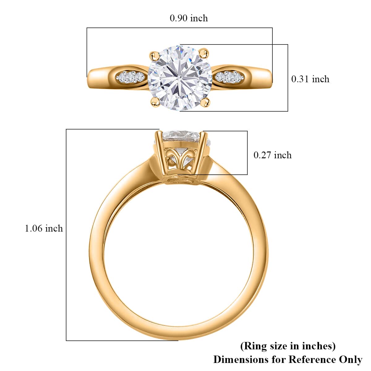 Moissanite Ring in Vermeil Yellow Gold Over Sterling Silver (Size 8.0) 1.20 ctw image number 5