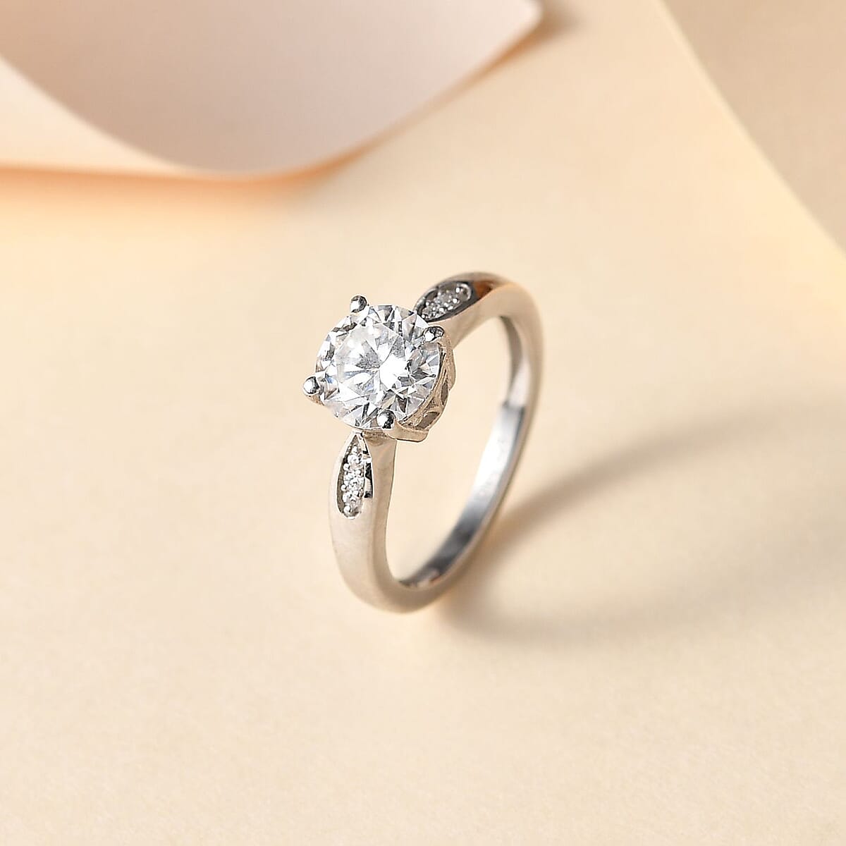 D'Joy Moissanite Ring in Platinum Over Sterling Silver (Size 5.0) 1.20 ctw image number 1