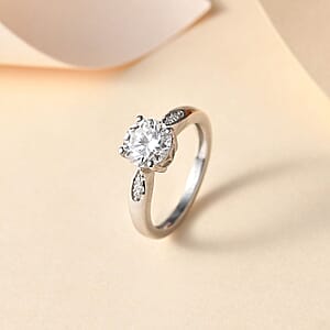 D'Joy Moissanite Ring in Platinum Over Sterling Silver (Size 5.0) 1.20 ctw