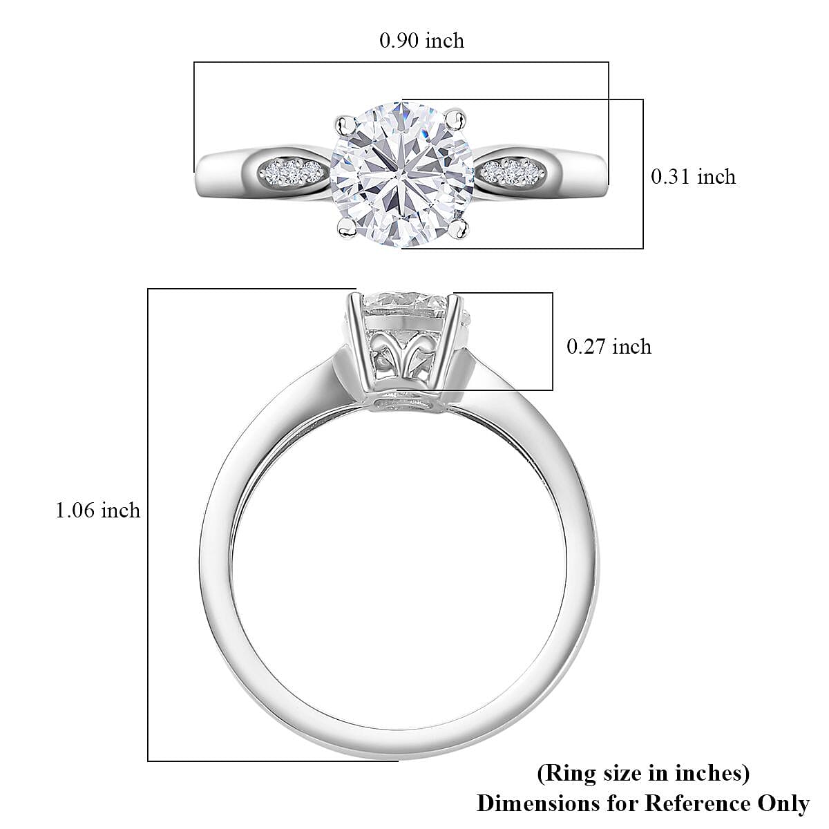 D'Joy Moissanite Ring in Platinum Over Sterling Silver (Size 5.0) 1.20 ctw image number 5