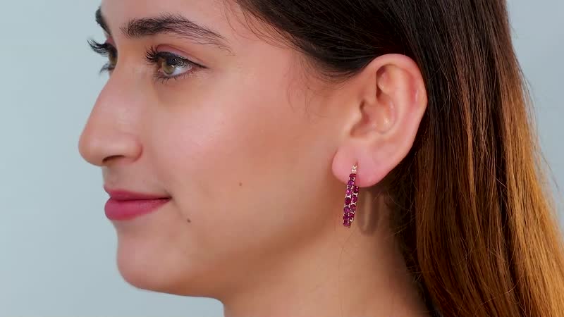 Tanzanian Wine Garnet Inside Out Hoop Earrings in 18K Vermeil Rose Gold Over Sterling Silver 5.40 ctw