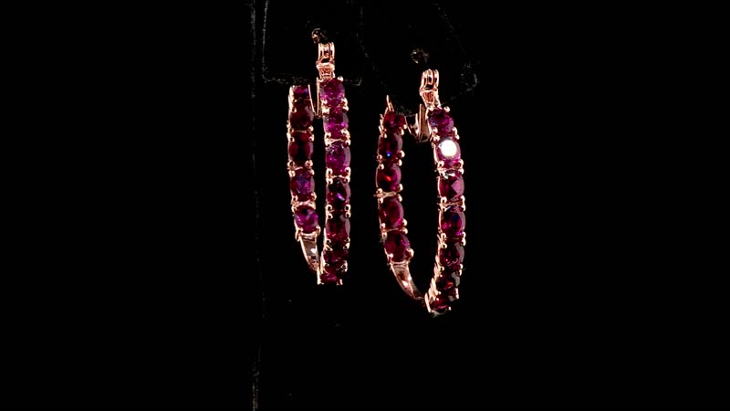 Tanzanian Wine Garnet Inside Out Hoop Earrings in 18K Vermeil Rose Gold Over Sterling Silver 5.40 ctw